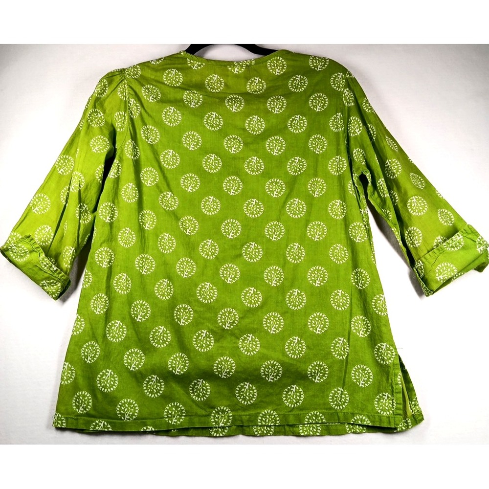 American Sweetheart Women's Tunic Embroiry S Green V-neck hippie 3/4 Sleeve - Picture 3 of 7